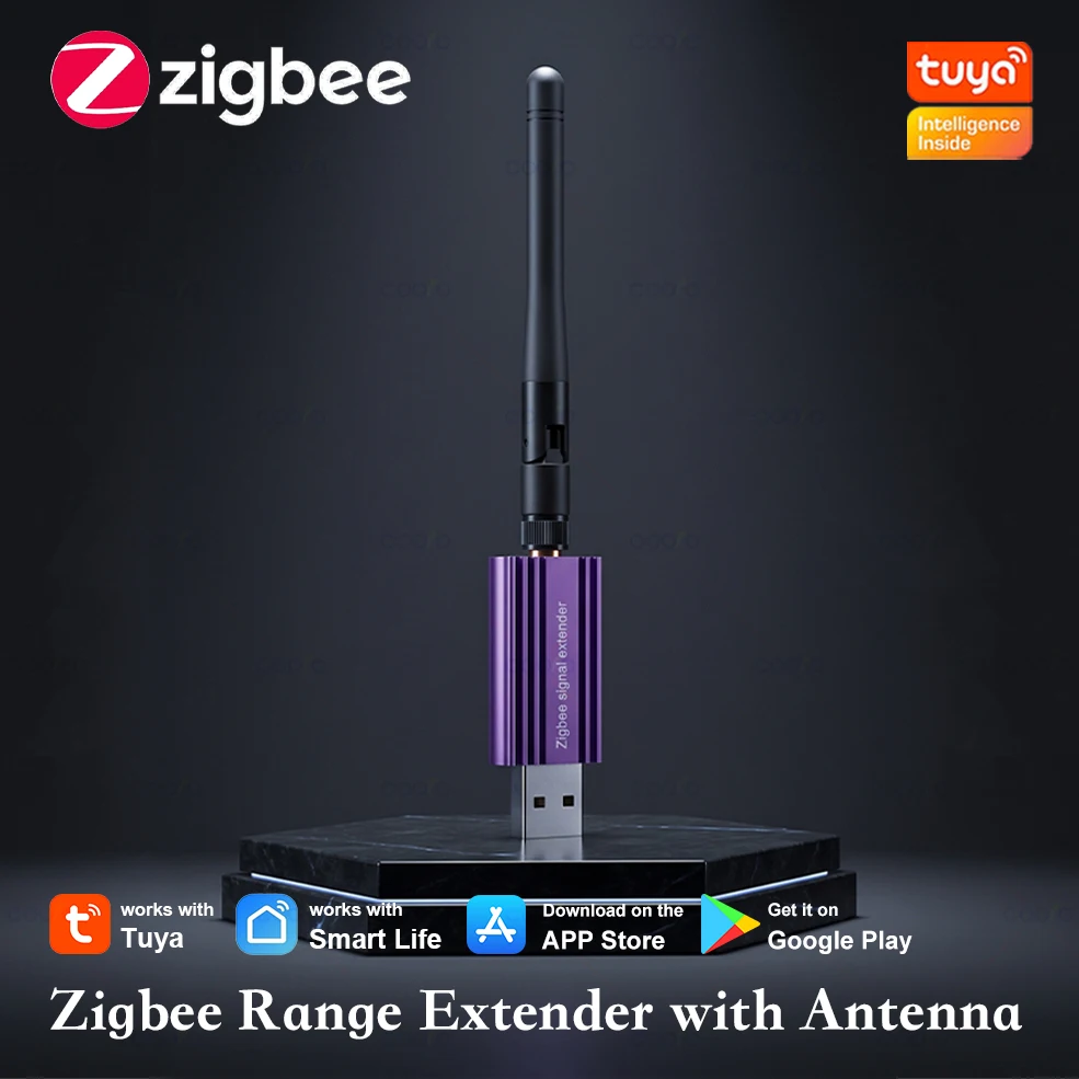 Image of Tuya Zigbee Reichweitenerweicher USB High-Gain Gateway zur Erweiterung der Zigbee-Abdeckung mit abnehmbarer Antenne für Smart Life HA Zigbee2MQTT