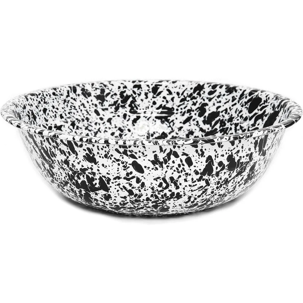 

Popular Enamelware Medium Basin, 8 quart, Black/White Splatter (Single)
