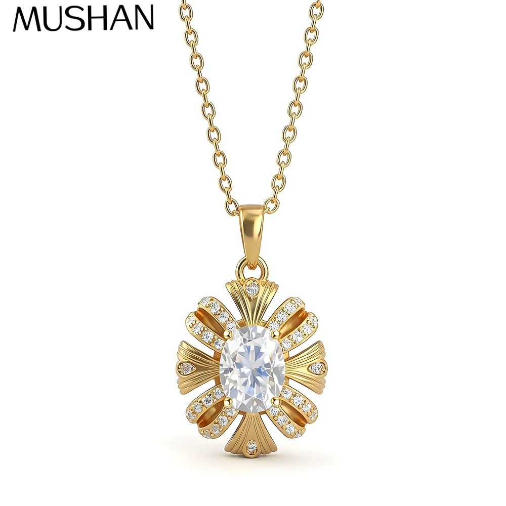 

Ожерелье MuShan Luxury Jewelry из стерлингового серебра 925 пробы с цепочкой-веревкой, сияющим муассанитом, родированное, для свиданий, для жены, патент MST