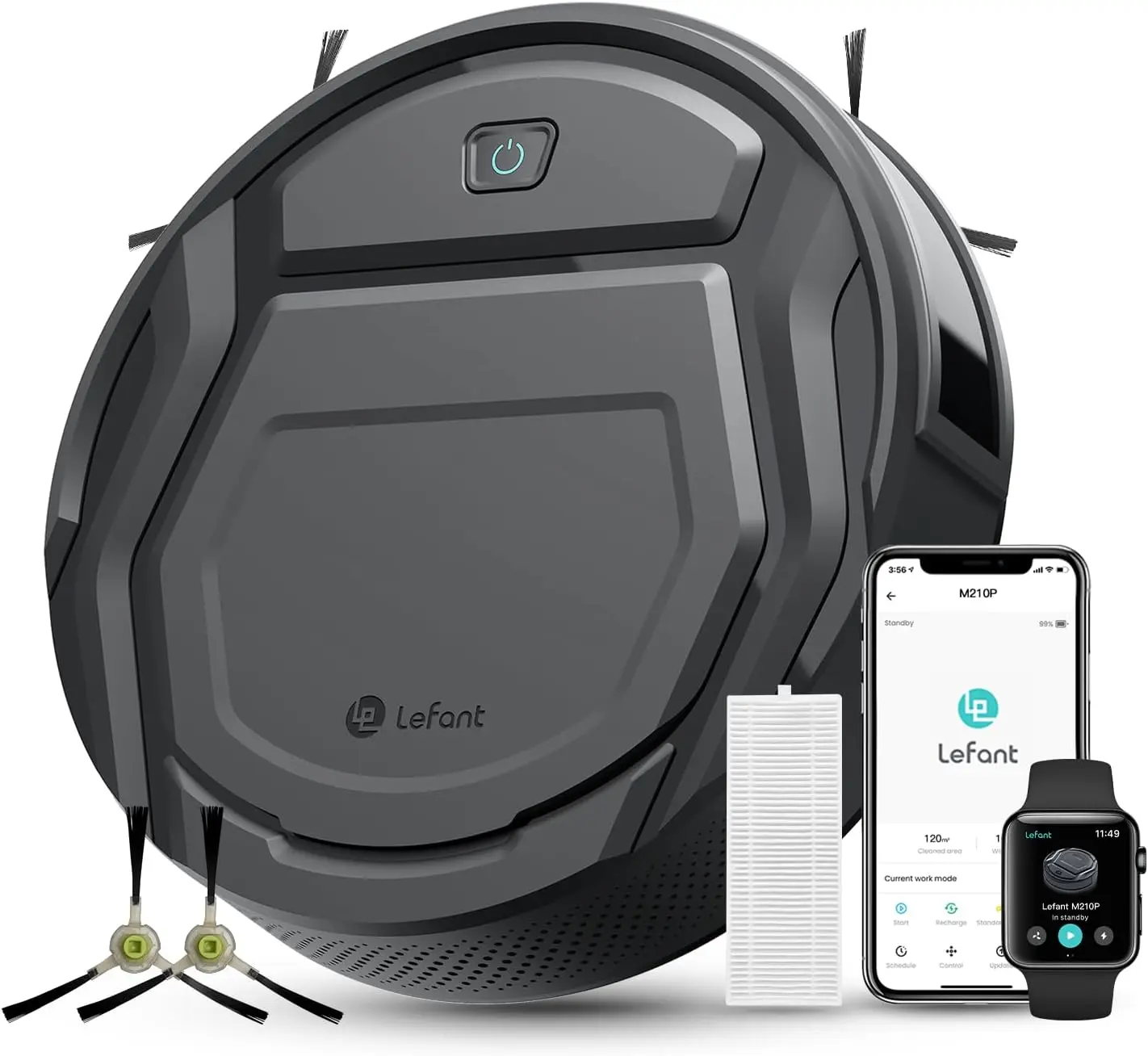 Slim Quiet Robot Vacuum with WiFi/Alexa Control, 3 Suction Levels, 6 Modes for Pet Hair and Hard Floors