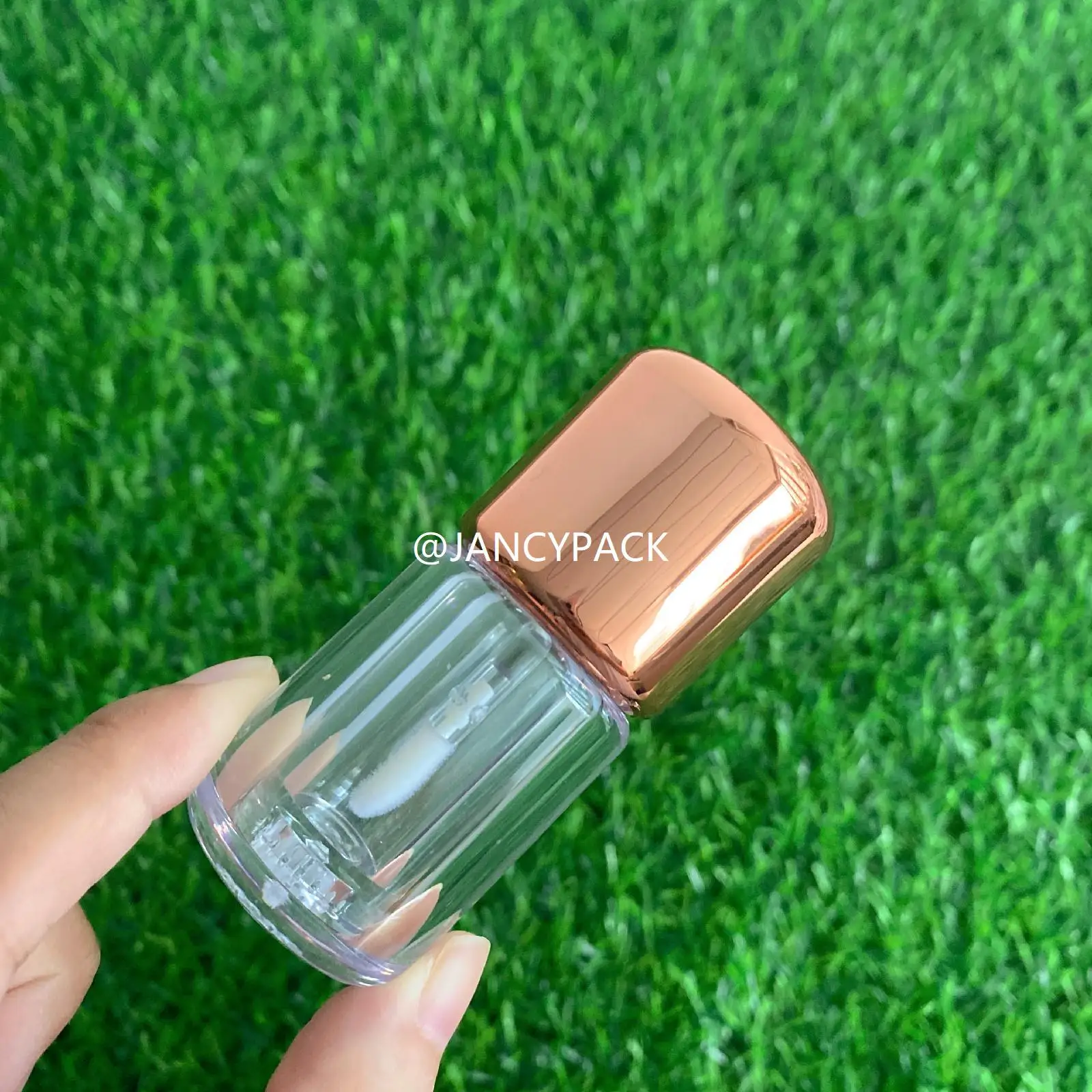 10 Uds. Mini botellas vacías de brillo de labios coloridas de oro rosa únicas, etiqueta privada personalizada, tubos de brillo de labios para niños lindos de 3ml con varita