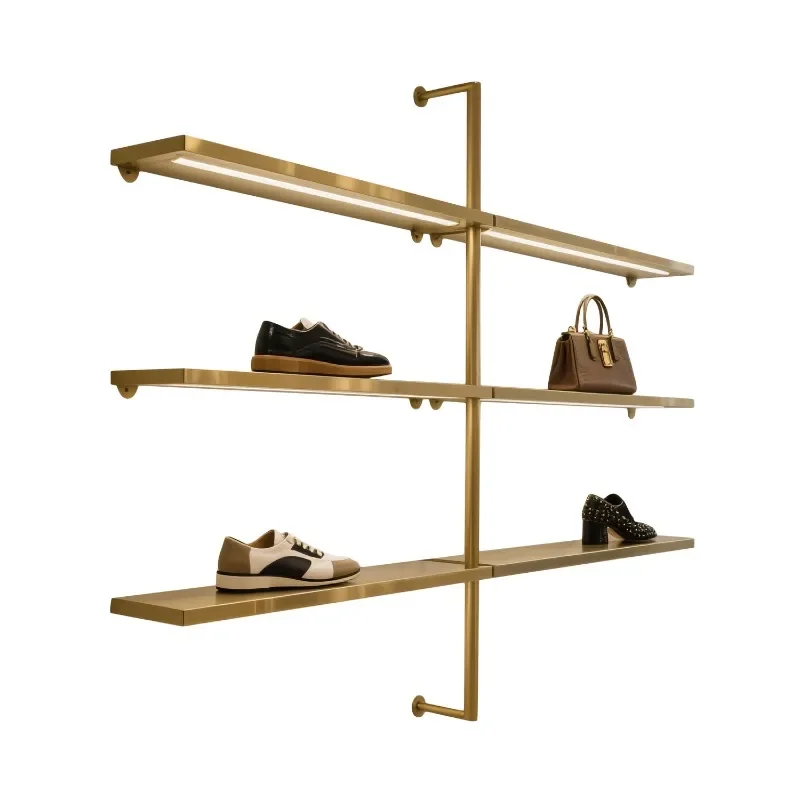 Stainless steel shelves Multi-layer shelves Clothing store display racks Wall-mounted