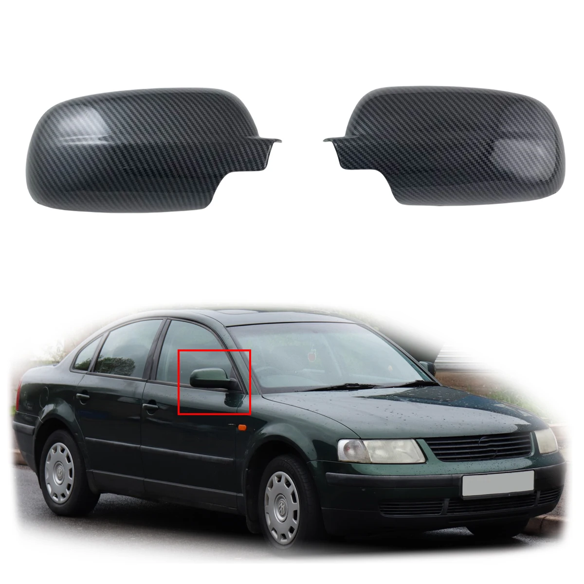 

For Volkswagen Passat B5 1998 1999 2000 2001 2002 2005 Car Rearview Accessories ABS Carbon Side Mirror Cover Trim Paste Style