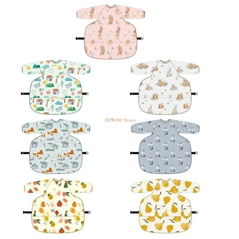 

U50F Essential Toddler Feeding Bibs with Full Sleeves Leakproof Baby Smock Travel Friendly Baby & Toddler Sleeve Bibs Gift