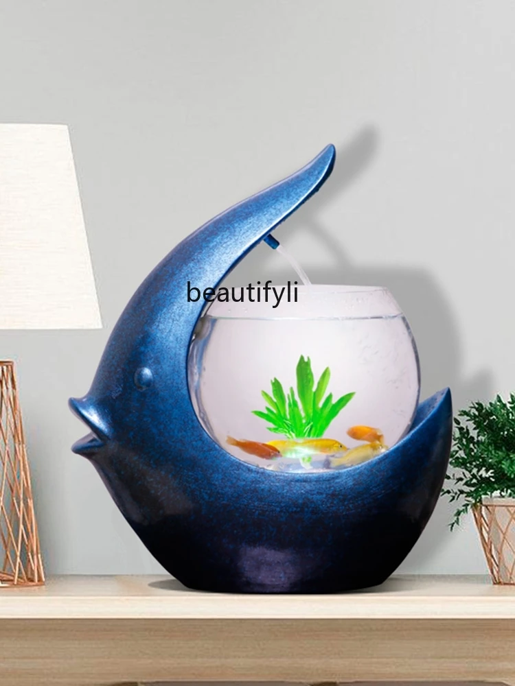 

GY Fish Globe Landscaping Decoration Small Ecological Desktop Super White Glass Creative Mini Free Change Aquarium