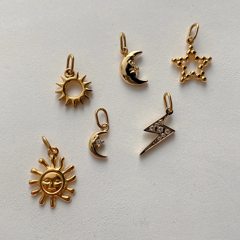 EMANCO Stern-Sonnen-Anhänger für Ohrringe und Halsketten, Zubehör für die Schmuckherstellung, Edelstahl, vergoldet, DIY-Schmuck, 48-Stunden-Versand – Detail 2