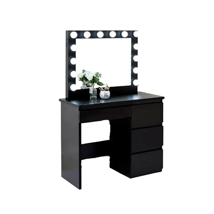 forNordic Luxury Tocador Paint Makeup Vanity Table Storage Drawer Dressing Table Mirrored Dresser with Light