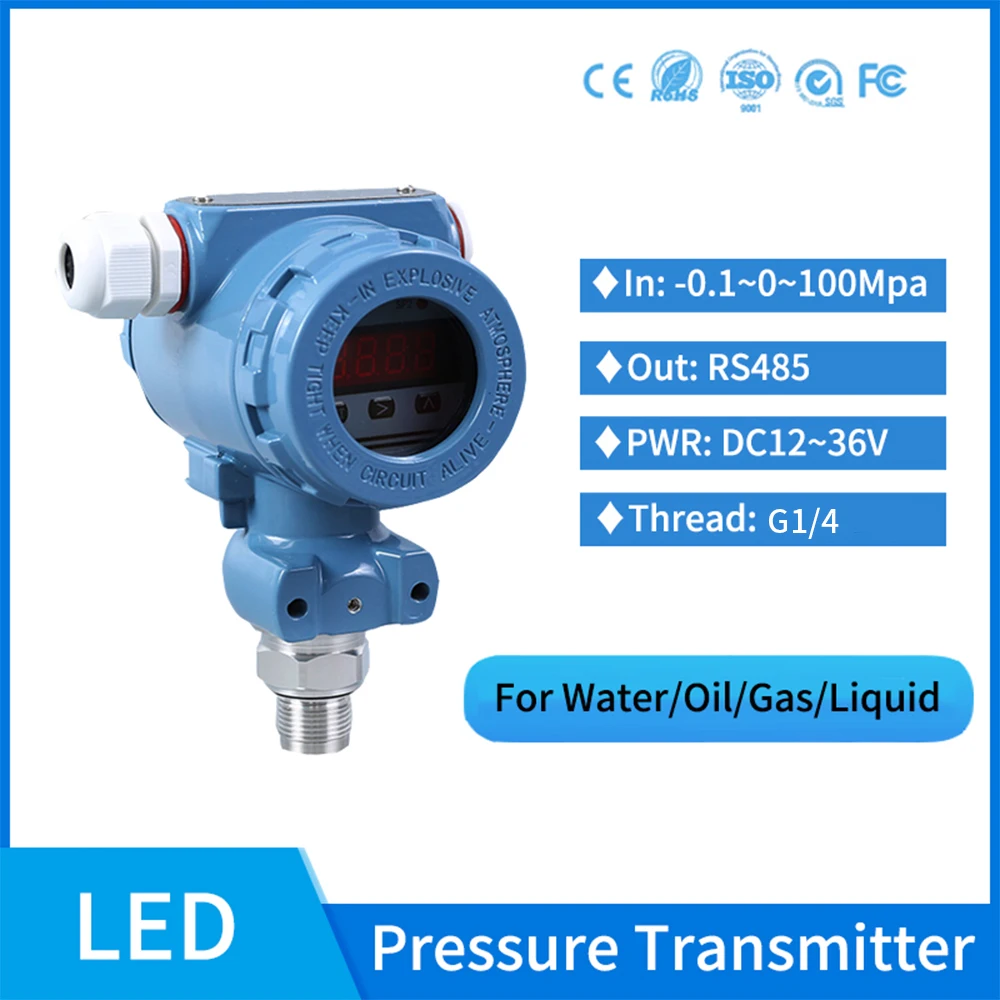 

RS485 MODBUS LED Flush Diaphragm Pressure Transducer 60Mpa Hydraulic Oil Pressure Sensor Pressure Transmitter