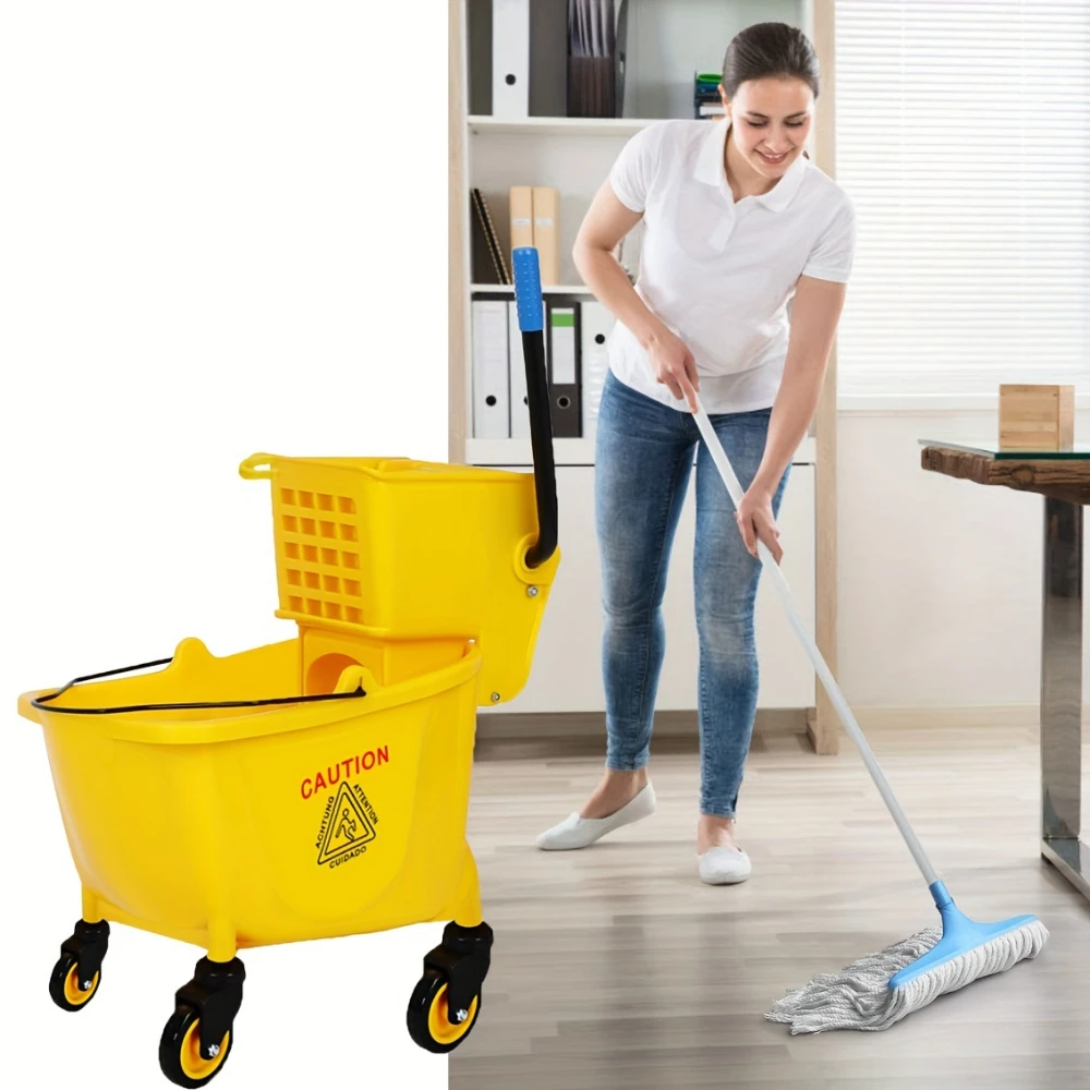 

32L Water press truck single barrel water press truck squeeze mop bucket Bucket with Wringer Shopping Centers Cleaning