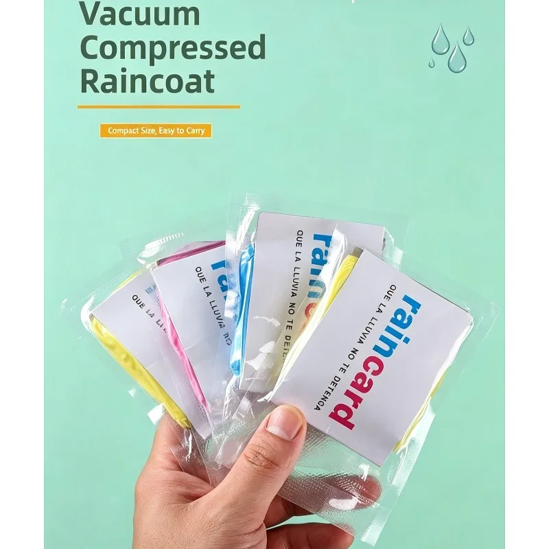 Portable Card Type Disposable Raincoat Full Body Waterproof Rain Poncho for Outdoor Travel Amusement Park