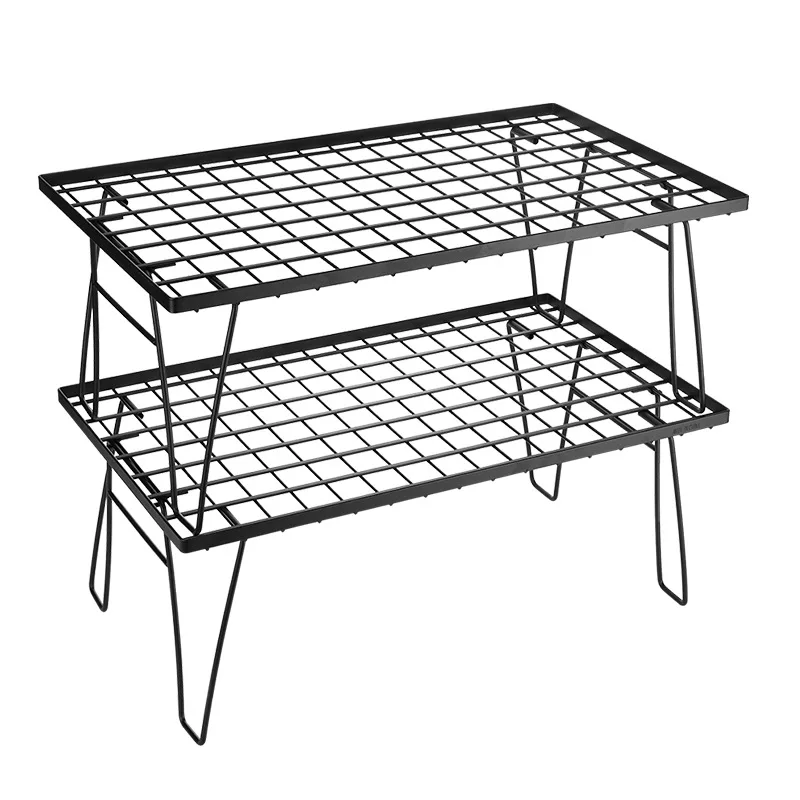 Camping Portable Folding Mesh Table Barbecue Storage Rack Aluminum Plate Iron Table Stainless Steel Table