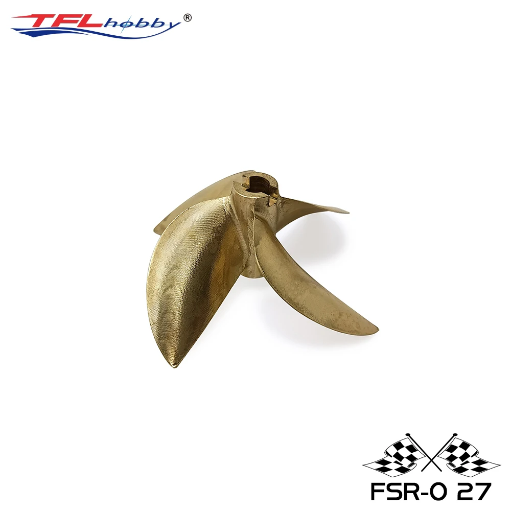 TFL Hobby High Precision Diameter 67mm Brass 4 Blade Propeller Pitch 1.7' Aperture 6.35mm Height 24.5mm for RC Gas Boat FSR-OX