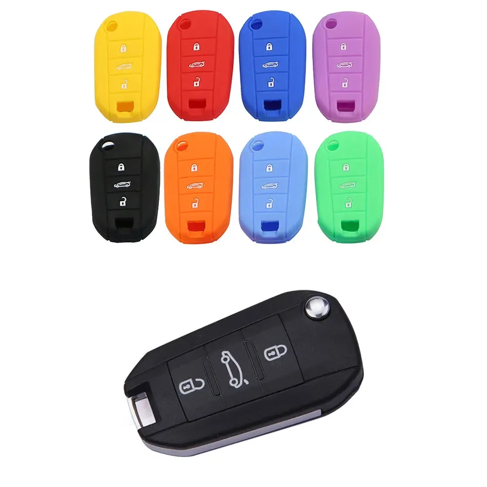 Silikon-Schlüsseletui für Peugeot 508 301 2008 3008 408 für Citroen C4 CACTUS C5 C3 C4L Fernschlüssel Shell Case Cover Bag 3 Tasten