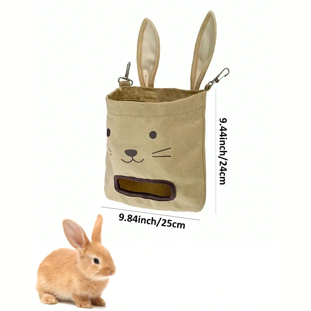 Niedlicher Hasenohren-Haufsack – robuster Futterspender zum Aufhängen – einfaches Aufhängen, hält Heu/Alfalfa – Zubehör für Meerschweinchenkäfige – Detail 5