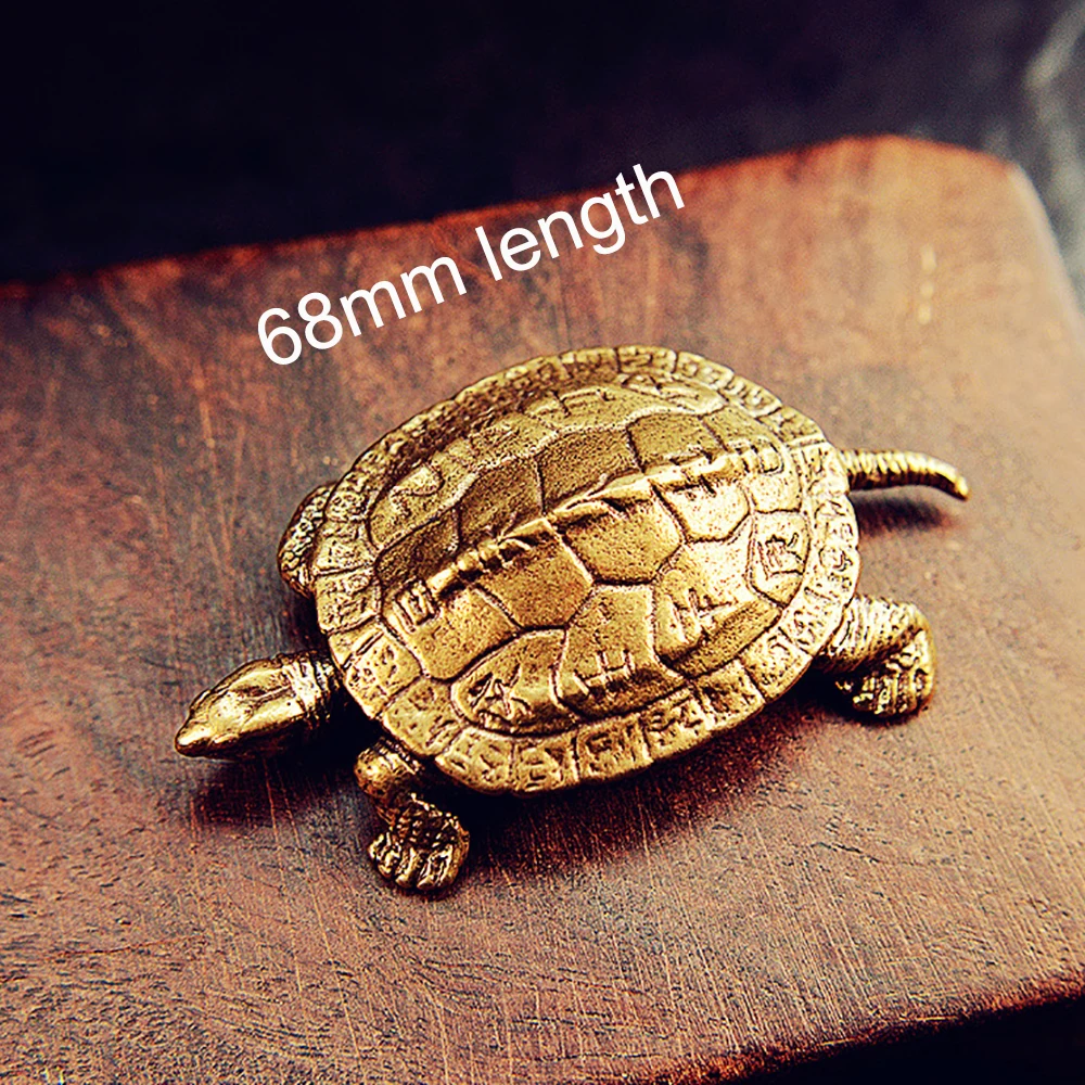 68mm Large Brass Made Turtle Statue Solid Brass Animal Figurine Ornament Longevity Tortoise Display Home Office Fengshui Decor