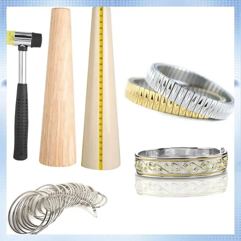 

ABP-Mandrel Sizer Jewelry Making Tools Wooden Bangle Bracelet Repairing Measuring Set