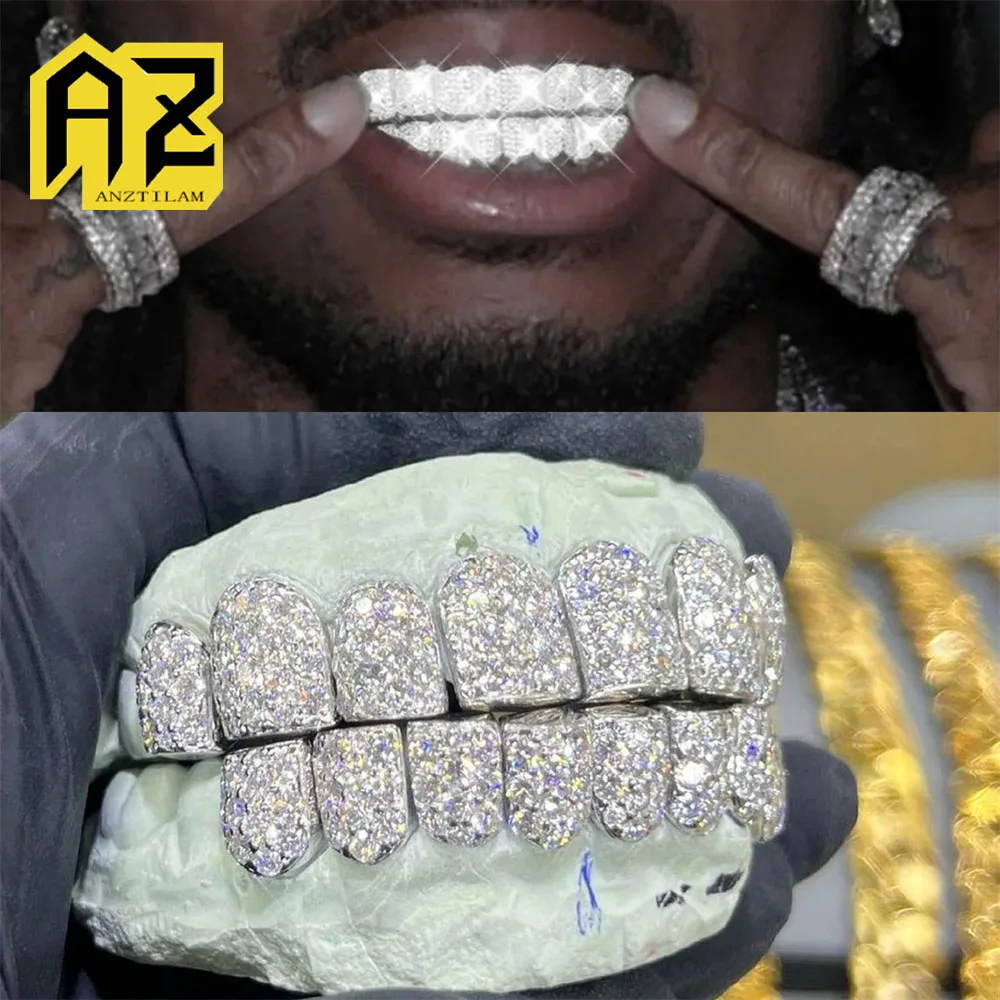 

Anztilam Bling Iced Out Grillz Зубы Полный Циркон Грили Мужчины Женщины Хип-Хоп Зубные Грили Кепки Латунь Модные Ювелирные Изделия Бесплатная Доставка