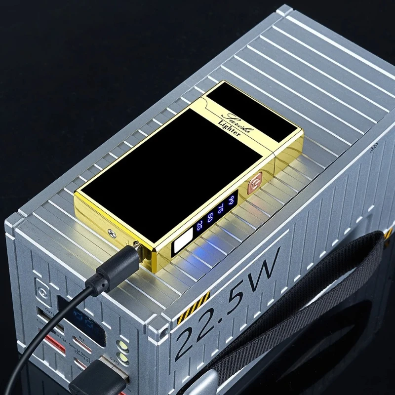 ولاعة كهربائية جديدة بقوس عالي الطاقة لعام 2025 مع إضاءة خارجية ولاعة سجائر محمولة شحن USB ملحقات دخان