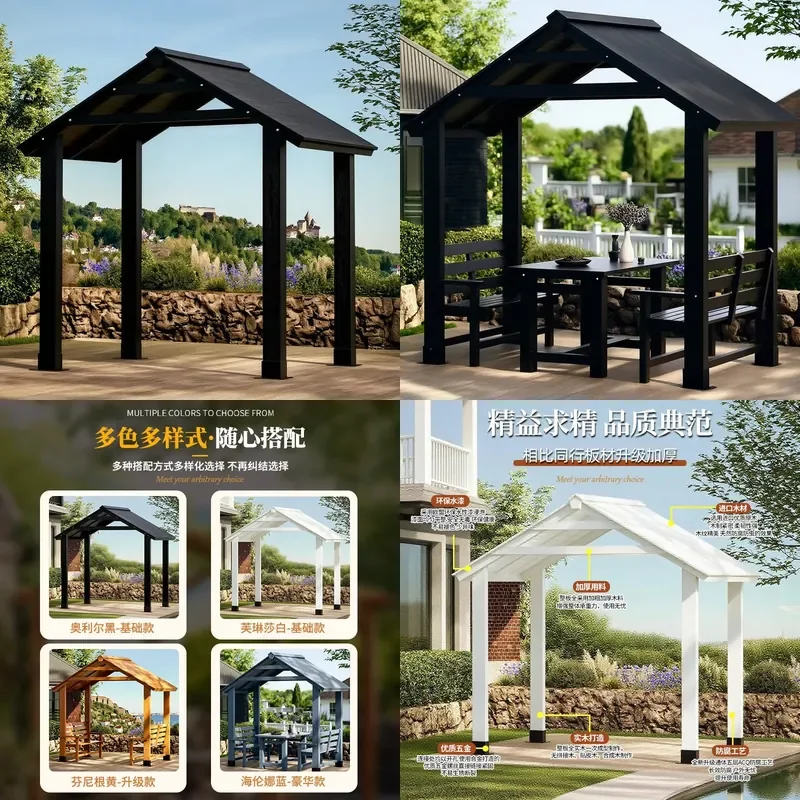 For Outdoor Courtyard Garden Preservative Wood Pavilion Assembly Awning Log Cabin Sun Room Villa Decor