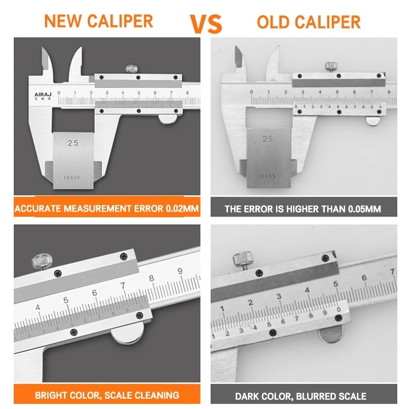 AIRAJMeasuring Tool Stainless Steel Caliper 150mm Messschieber Paquimetro Measuring Instrument Vernier Calipers Gauge Micrometer