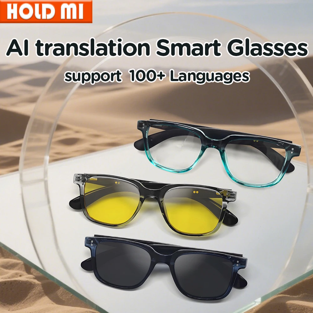 نظارات ذكية جديدة للرجال والنساء ترجمة الذكاء الاصطناعي 100+ لغات تجعل استقبال المكالمات الموسيقى الاتصال الحد من الضوضاء نظارات BT TWS
