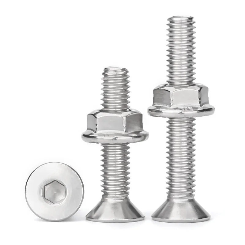 مسامير غاطسة مفتاح ألين عرافة المقبس البراغي ومجموعة صواميل شفة مسننة 304 A2 الفولاذ المقاوم للصدأ M2.5 M3 M4 M5