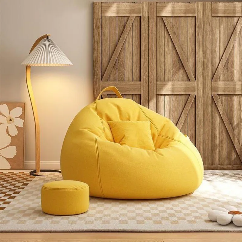 Sofas Cover puff Gigante Chairs Without Filler Linen Cloth Lounger Seat Bean Bag Pouf Puff Couch Tatami Pouf