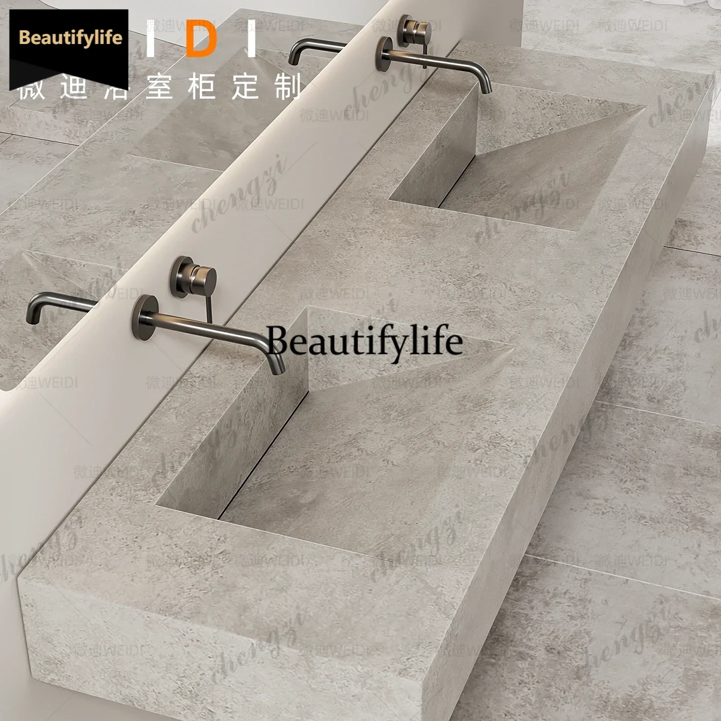 60 Inch Vanity Bathroom Double Sink Custom Integrated Bathroom Vanity Set Slanted Basin Washb Area Modern Bathroom Furniture b56