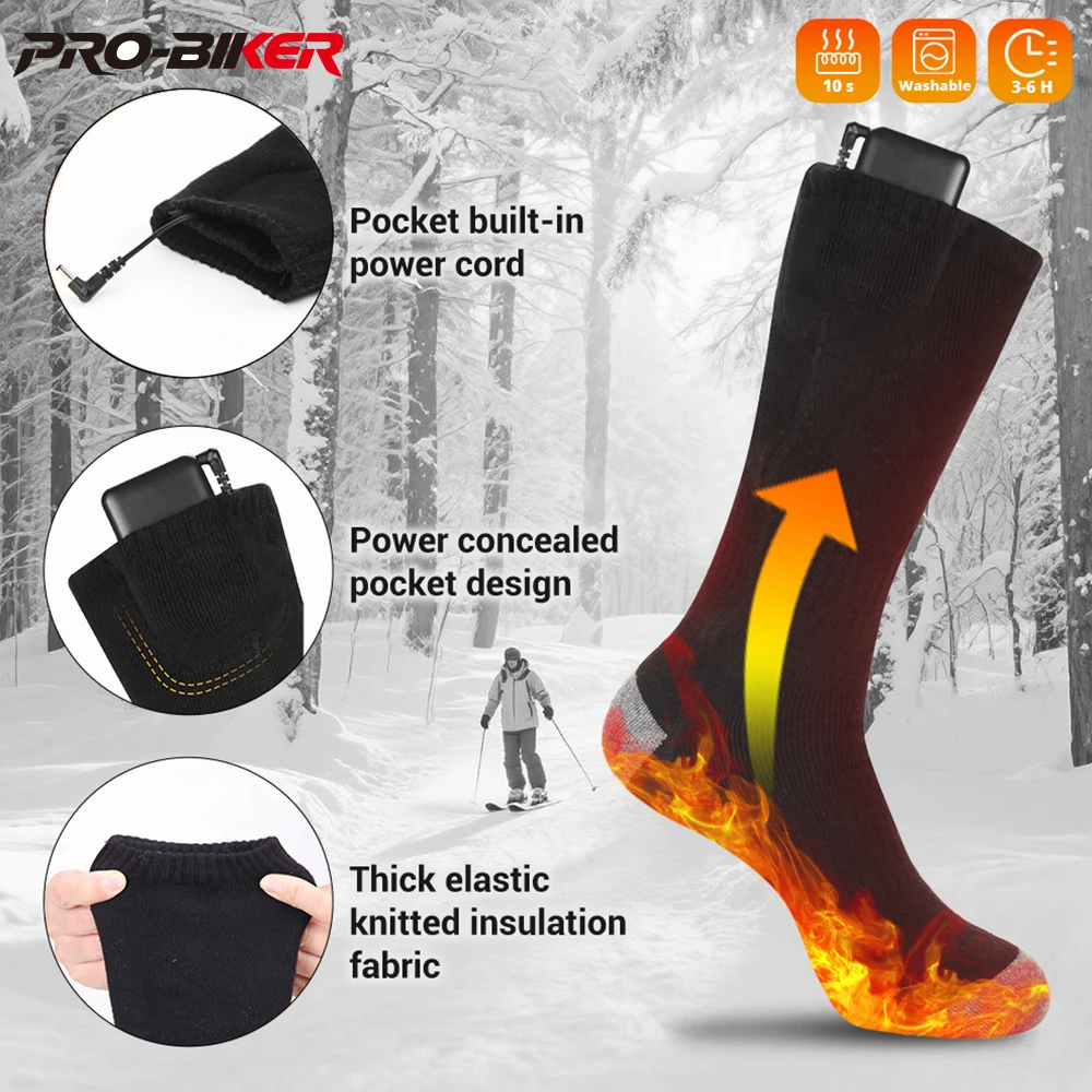 

Heated Socks Man Winter Rechargeable Outdoor Sport Thermal Heated Foot Warmer Ski Sports Heated Socks Warm Snowmobile Skiing
