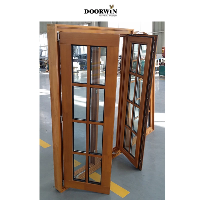 Customized Size Aluminum Windows Modern Design French Window Low-e Exterior Wood