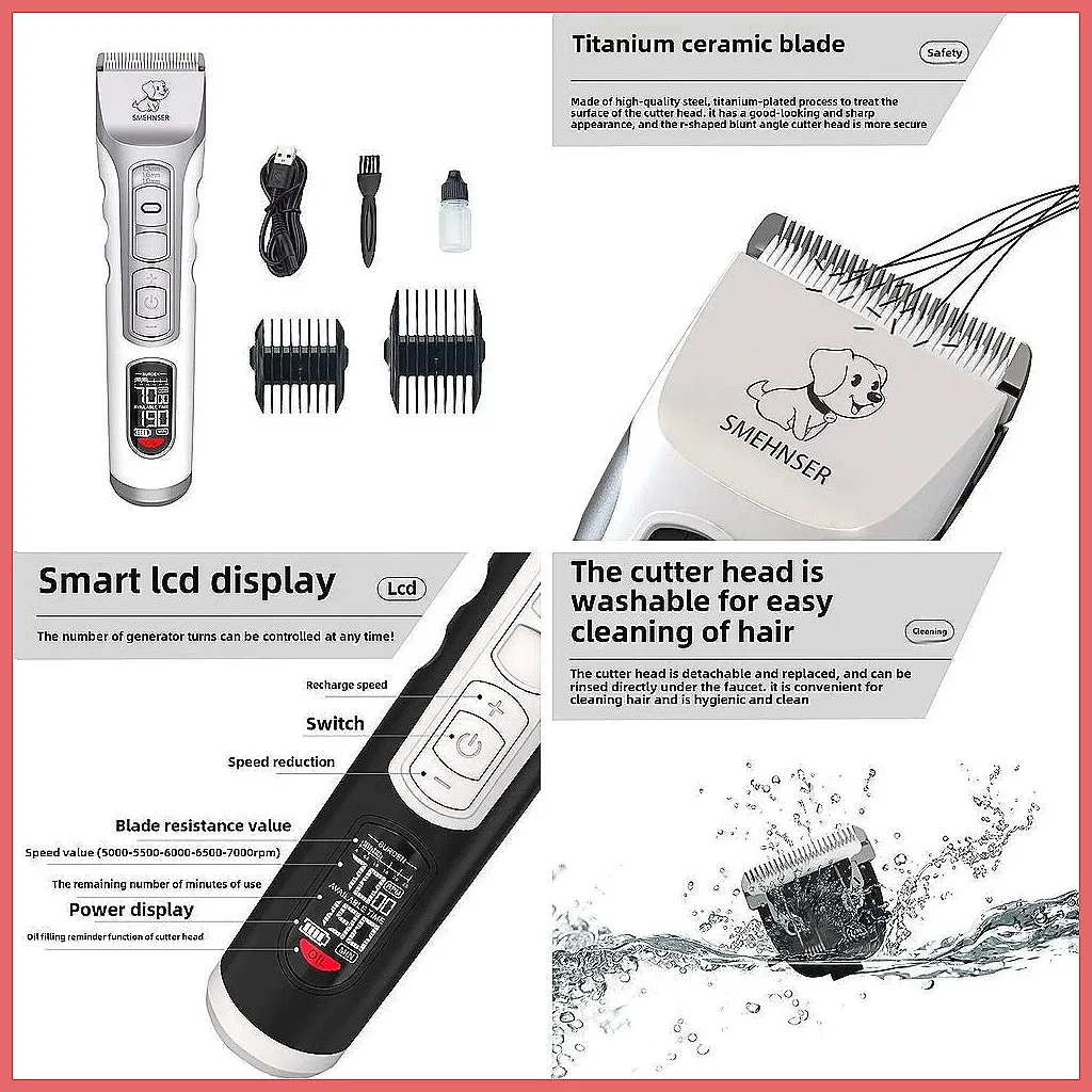 Rechargeable Pet Clipper Kit: Electric Hair Trimmer for Dogs & Cats, Grooming Supplies