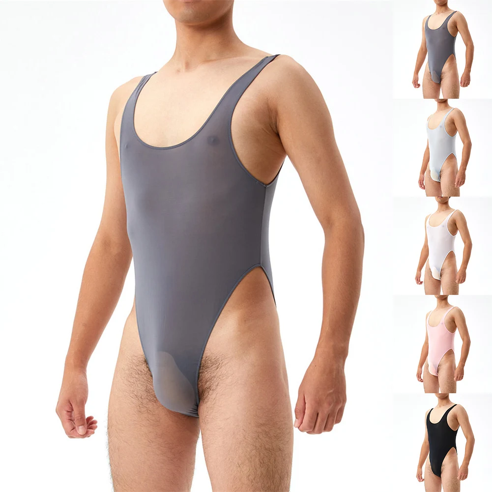 Bodystocking da uomo Body U convesso Big Bulge Pouch Intimo Body Manica corta Slim Pagliaccetto Tute Slim Pagliaccetto