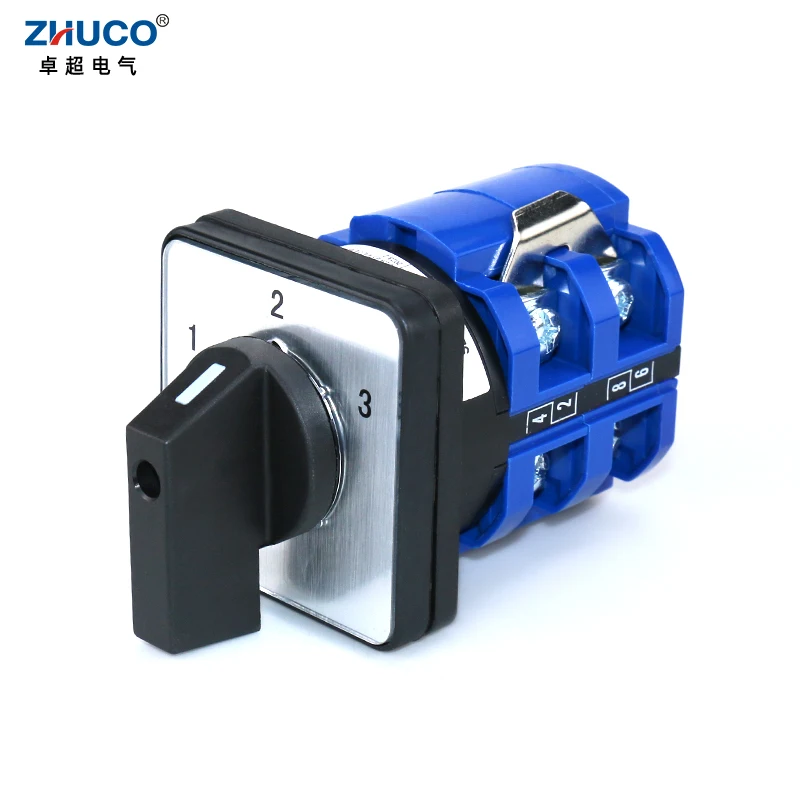 ZHUCO SZW26/LW26-63 63A 1-2-3 3 Position 2 Phase 8 Terminals Electrical Ganrator Universal Rotary Changeover Cam Switch