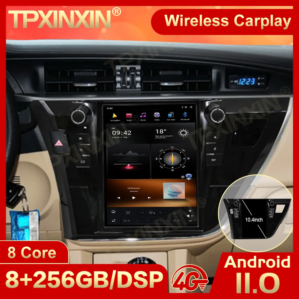 

Радио приемник с экраном Tesla на Android 11 для Toyota Corolla 2014, 2015, 2016, GPS-навигация, мультимедийный плеер, головное устройство с видео и аудио