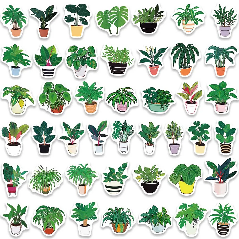 Plantas Verdes Adesivos Estéticos para Crianças, Brinquedo DIY Decoração, Frigorífico, Notebook, Bicicleta, Telefone, Mala, Adesivo Dos Desenhos Animados, Bonito, 89Pcs