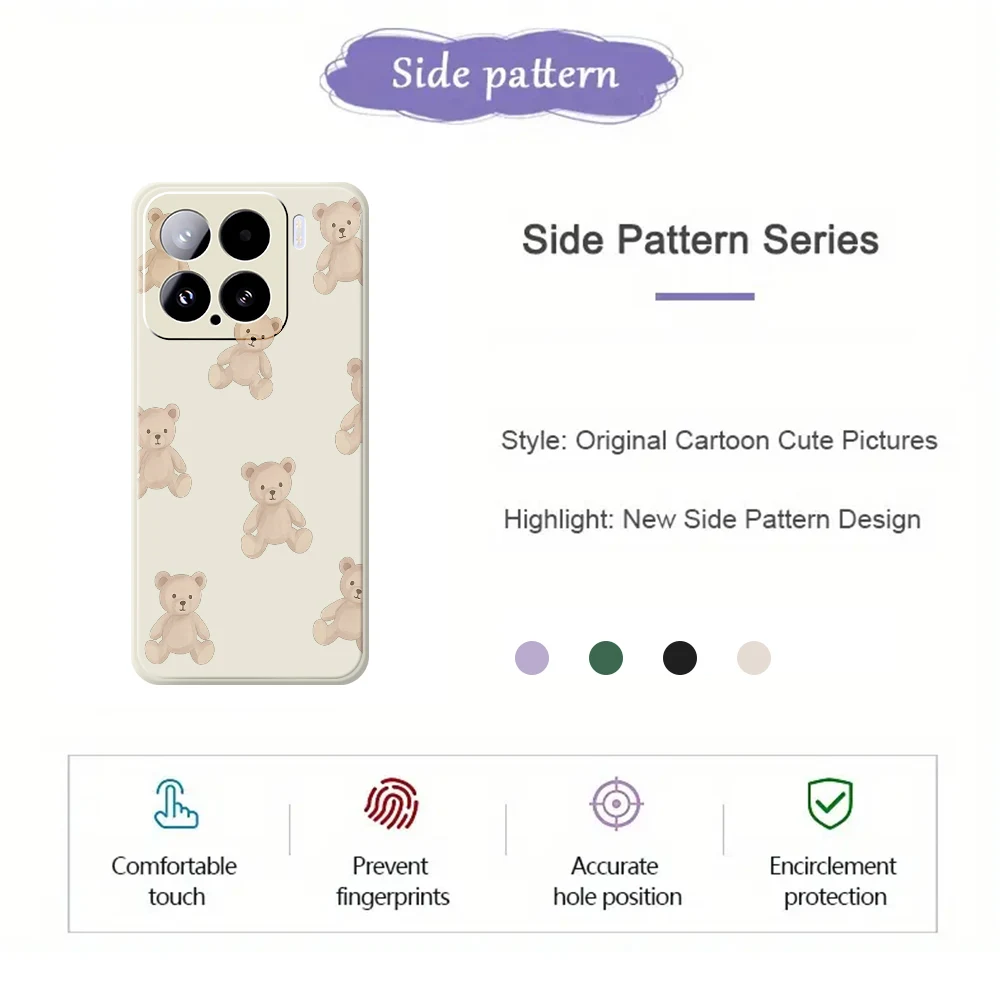 Bear Pattern Phone Case For Xiaomi Mi 15 Ultra Mi 14T 13T 12T 11T Pro Silicone Cover For Xiaomi Mi 13T Pro Mi 11T Pro Cases Capa