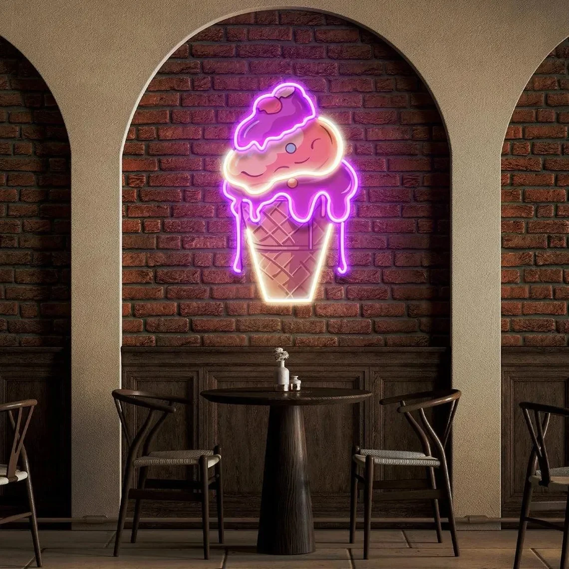 

Melting Ice Cream Neon Sign LED Wall Light For Dessert Shops Playrooms Or Kitchen Decor