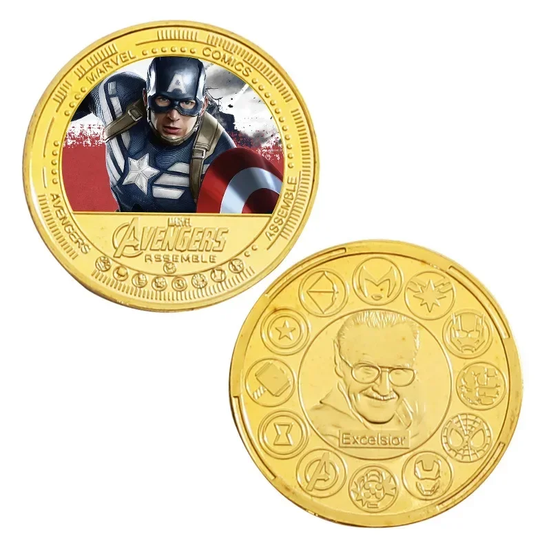 Disney Marvel Series Commemorative Coin Action Anime Figures Iron Man Spider-Man Thor Memorial Cool Childrens Ornaments Gifts