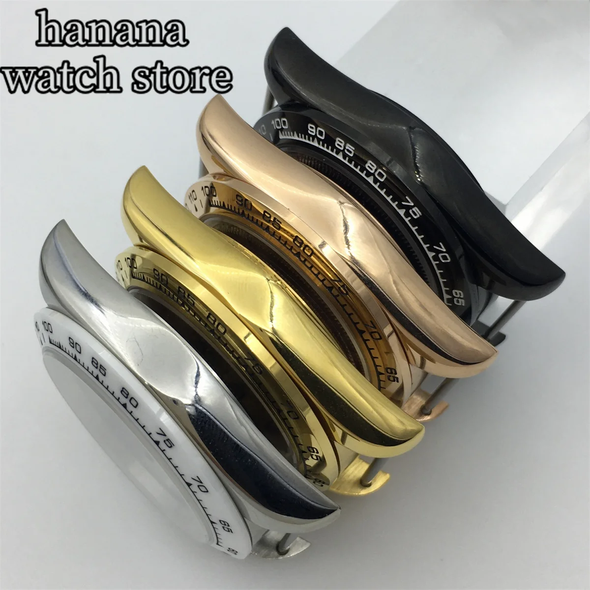 VK63 حافظة 39 مللي متر VK63 حافظة من الفولاذ المقاوم للصدأ الياقوت الزجاج السيراميك الحافة ساعة رجالي اكسسوارات تناسب حركة الكوارتز VK63 ​ ​