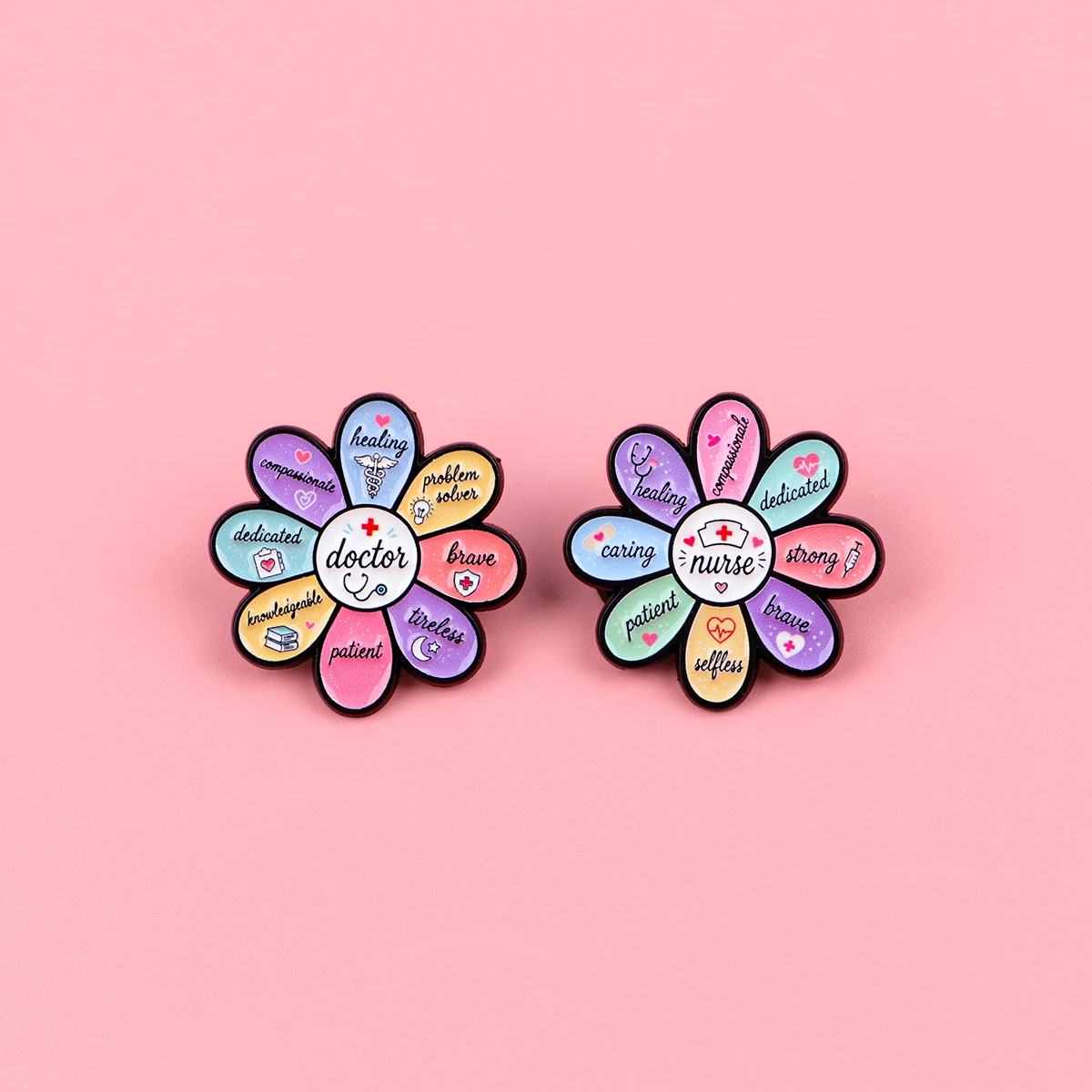 Arzt-Krankenschwester-Blumen-Brosche mit Zitat, Metall-Emaille-Pins, Abzeichen für Rucksack, Kleidung, Schmuck, Geschenk für Freunde, Modeaccessoires