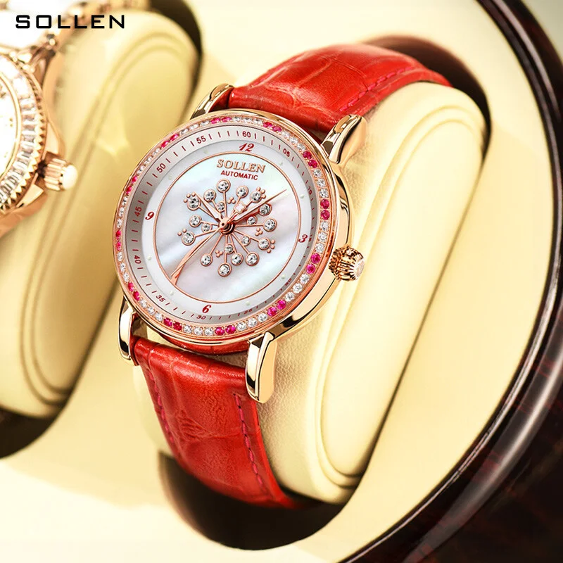 SOLLEN Women's Watch, a hair replacement dandelion fashion Japanese fully automatic mechanical women's watch