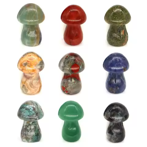 Natural Crystal Mushroom Gemstone Quartz Jungle Fungus Miniature Healing Reiki Mineral DIY Crafts Gift Aquarium Home Decoration