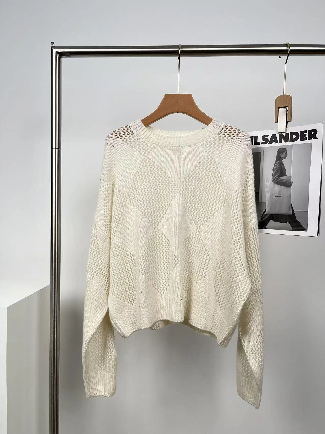 

Ele Long Sve Camere свитер женский высококачественный Spun Hollow iny с блестками Pure Camere удобный свободный трикотаж