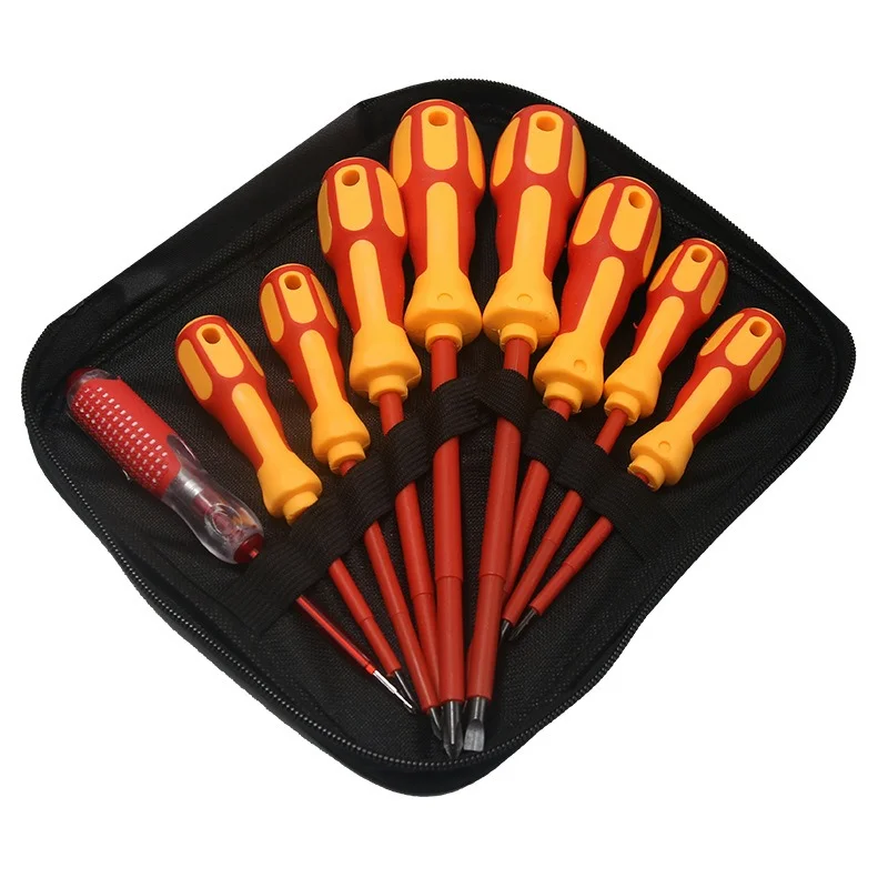

Electrician Repair Tools Kit 9/10pcs 1000V Changeable Insulated Screwdrivers Set with Magnetic Slotted Phillips Bits hand tools