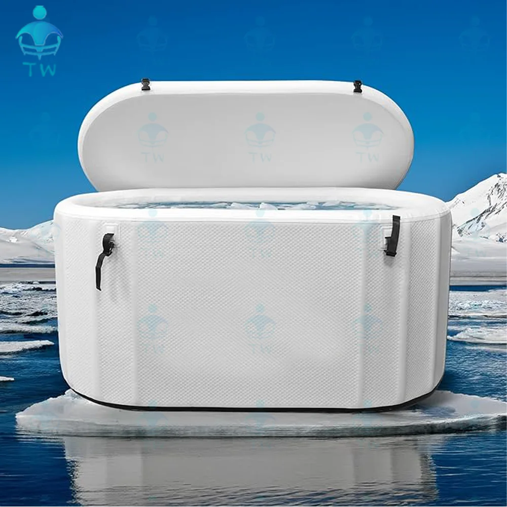 Inflatable Cold Plunge Ice Bath Tub Compatible Water Chillers Outdoor Inlet Outlet Connection Accessories Insulated Lid155Gallon