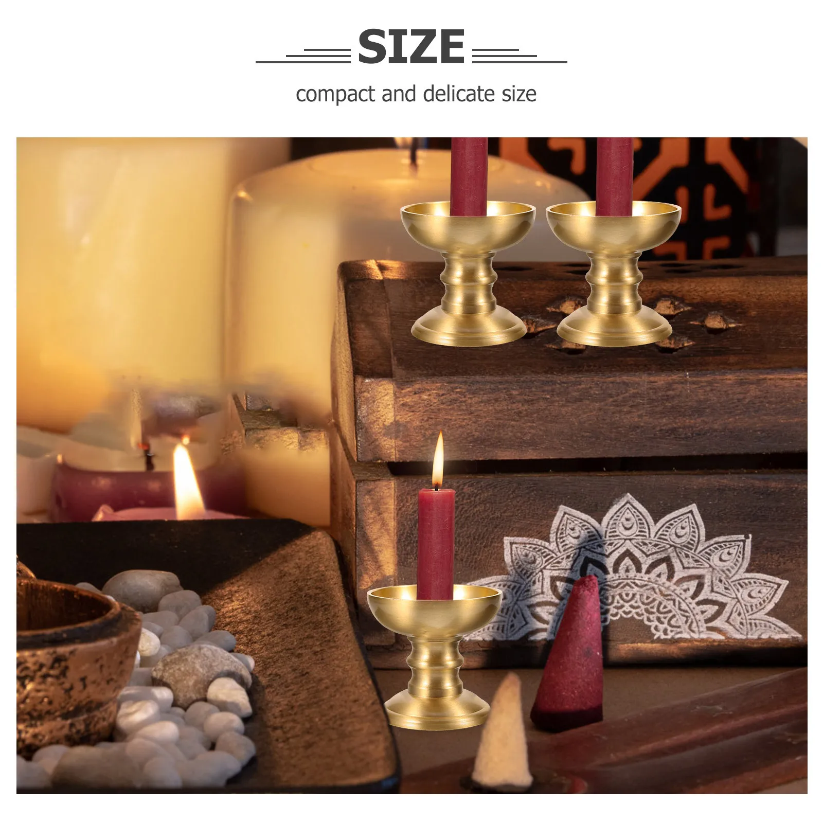 

1pcs Copper Holder Small Brass Buddhist Style Tea Light Holder For Home Decor Desktop Ornament Worship Meditation Votive