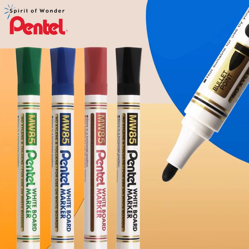 4pcs Pentel Whiteboard Pen MW85 Large Capacity Waterproof Easy To Wipe No Trace Marker Pen School Teacher Classroom Supplies