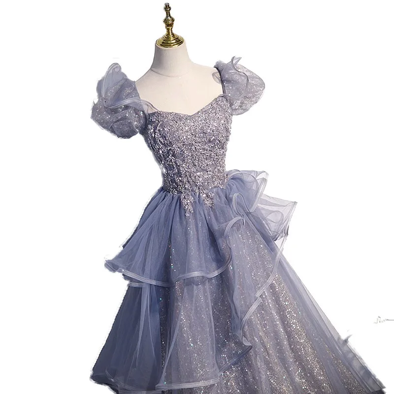 N11150 Abito da sera alla moda per donne eleganti Abiti da ballo Dolce memoria Maniche corte Lunghezza pavimento Abiti per occasioni speciali