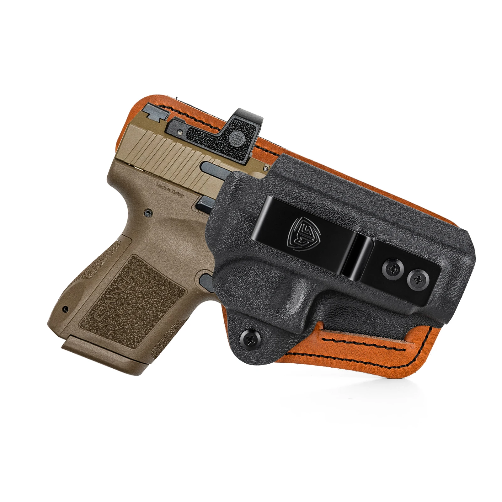 

Кобура CANIK METE MC9 LS с удобной подушечкой IWB Kydex Кожаная гибридная кобура для CANIK METE MC9 LS Red Dot Optic внутри скрытого монтажа