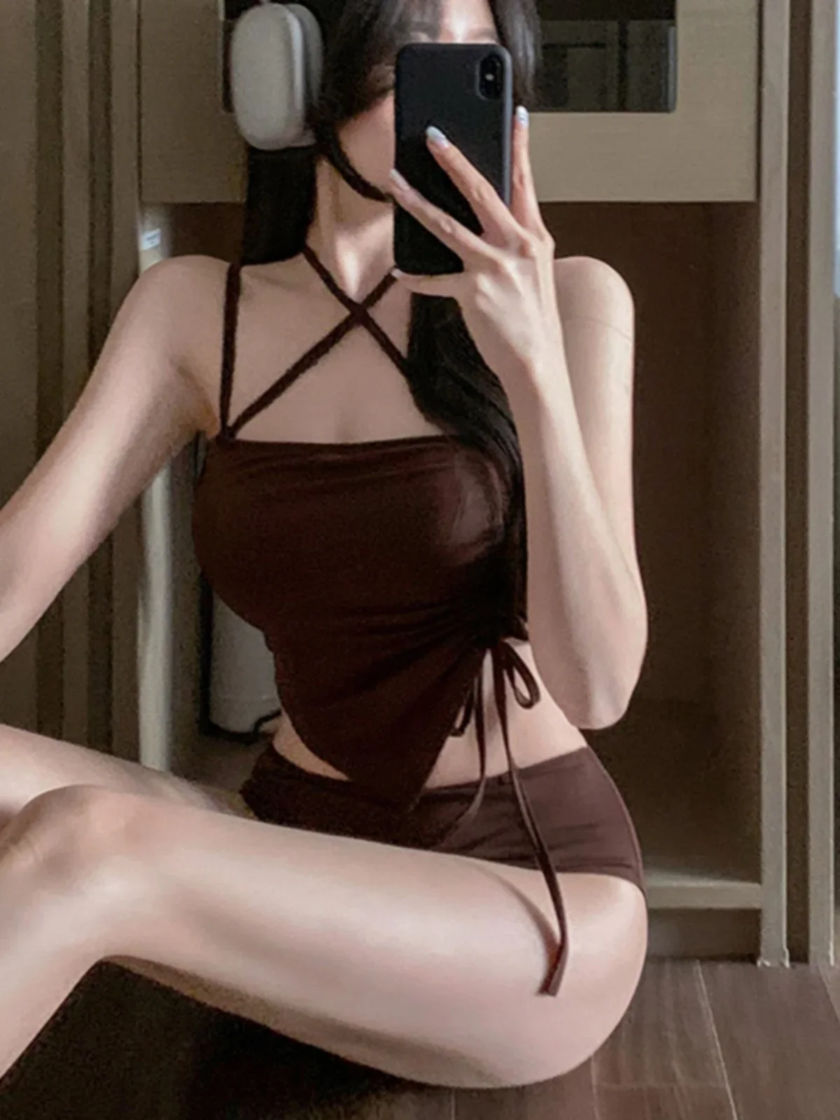ملابس سباحة بيكيني مثيرة للنساء 2024 Pure Desire صدر صغير متجمع على الشاطئ Vaion بدلة استحمام ربيعية ساخنة e منفصلة...